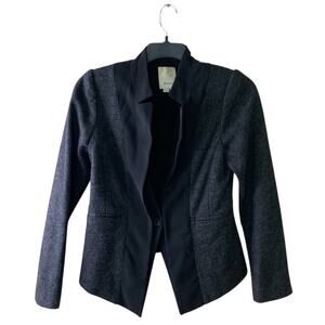 Elevenses Blazer Jacket Womens 12 Wool Blend One Button Tailored Fit Workwear